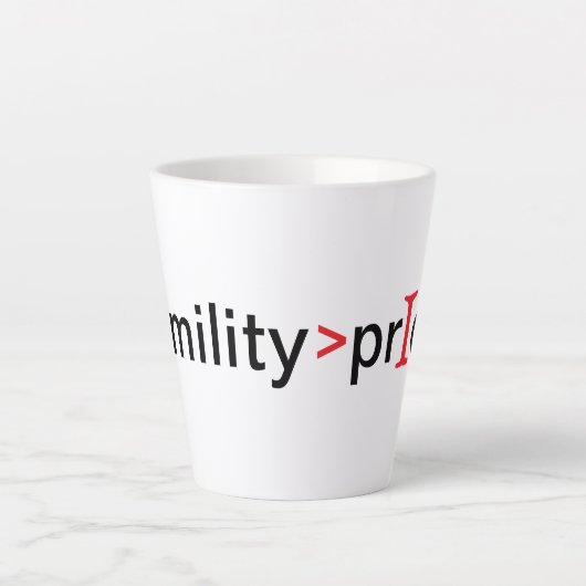 Nederigheid is groter dan trots latte mok (Voorkant)