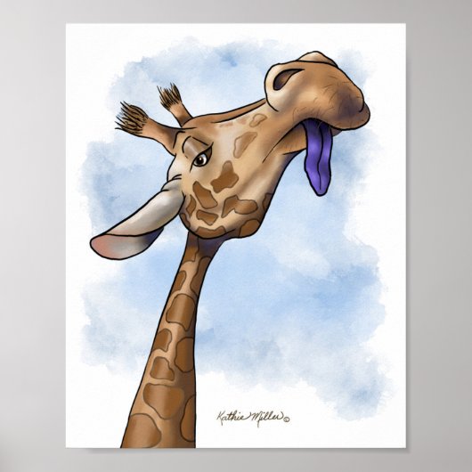 Nederiginge Giraffe Cartoon Poster (Voorkant)
