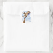 Nederiginge Giraffe Cartoon Vierkante Sticker (Tas)