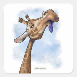 Nederiginge Giraffe Cartoon Vierkante Sticker