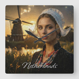 NEDERLAND - AI OLIËNSCHILDERIJ VIERKANTE KLOK