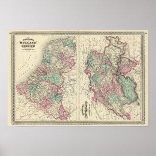 Nederland, België en Zwitserland Poster