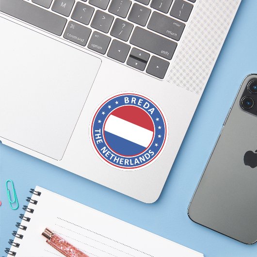 Nederland, Breda Sticker (Laptop met iPhone)
