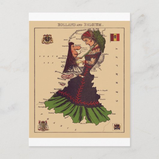 Nederland en België Briefkaart (Voorkant)