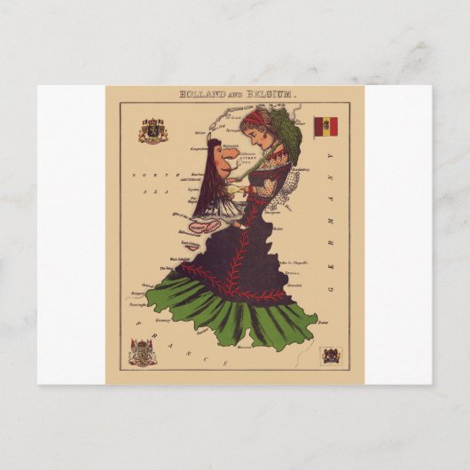 Nederland en België Briefkaart (Voorkant)