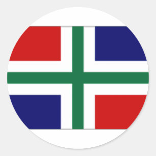 Nederland Groningen Vlag Ronde Sticker