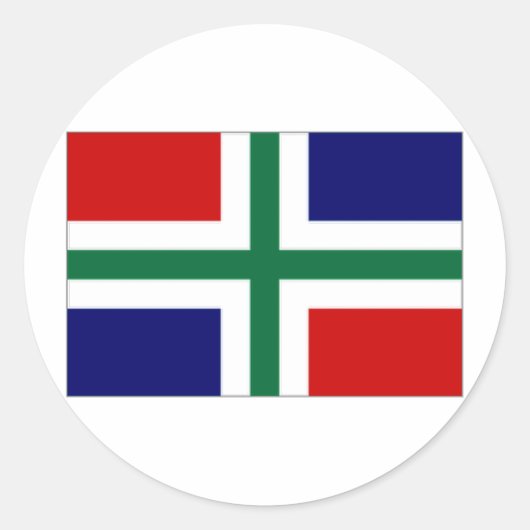 Nederland Groningen Vlag Ronde Sticker (Voorkant)