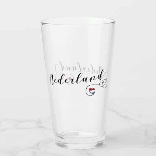 Nederland Heart Flag Glas (Achterkant)