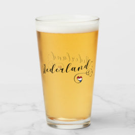 Nederland Heart Flag Glas