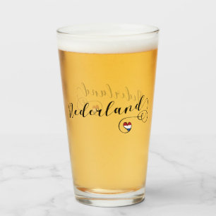 Nederland Heart Flag Glas