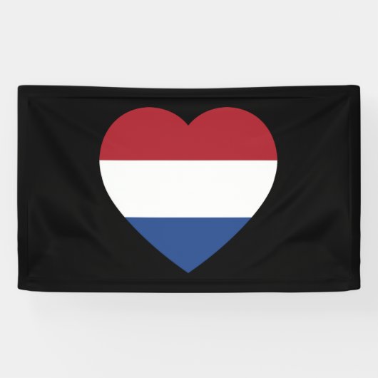 Nederland Heartflag op Black brcnt Spandoek (Horizontaal)
