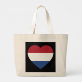 Nederland Heartflag op Black jtcnt Grote Tote Bag (Achterkant)