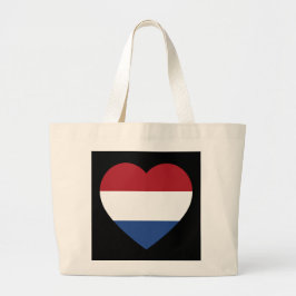Nederland Heartflag op Black jtcnt Grote Tote Bag
