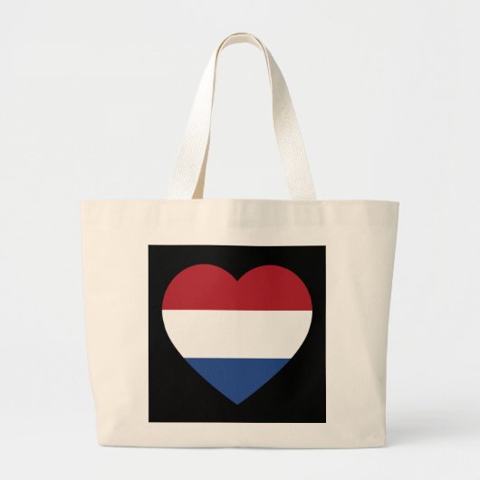 Nederland Heartflag op Black jtcnt Grote Tote Bag (Voorkant)