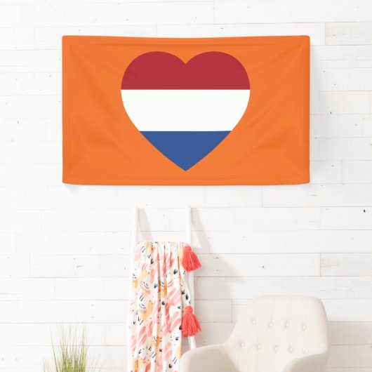 Nederland Heartflag op Oranje bnrcnt Spandoek (Insitu)