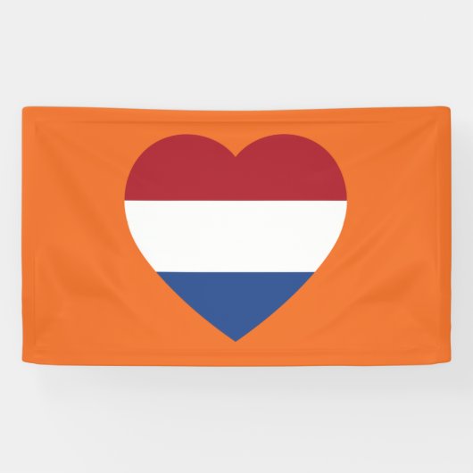 Nederland Heartflag op Oranje bnrcnt Spandoek (Horizontaal)