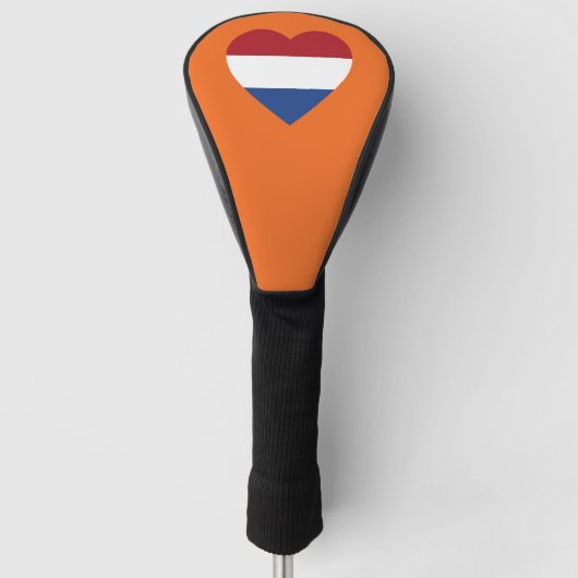 Nederland Heartflag op Sinaasappel dccnt Golfheadcover (Voorkant)