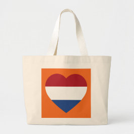 Nederland Heartflag op Sinaasappel jtcnt Grote Tote Bag