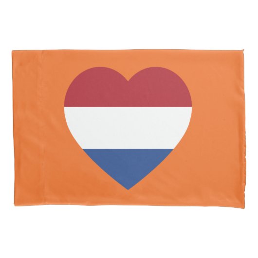 Nederland Heartflag op Sinaasappel pcnt Kussensloop (Voorkant)