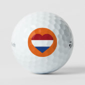Nederland Heartflag op Sinaasappel tmtp5 gbcnt Golfballen (Voorkant)