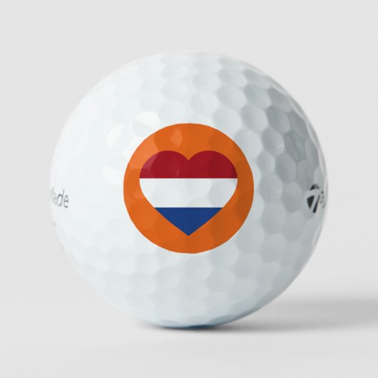 Nederland Heartflag op Sinaasappel tmtp5 gbcnt Golfballen (Voorkant)