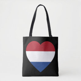 Nederland Heartflag op Zwarte stunt Tote Bag