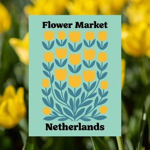 Nederland Holland Bloemenmarkt Gele Tulp Briefkaart