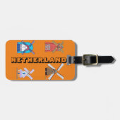 Nederland Holland Iconische Windmolen Sinaasappel  Bagagelabel (Voorkant horizontaal)