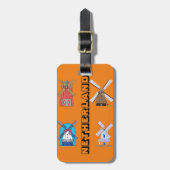 Nederland Holland Iconische Windmolen Sinaasappel  Bagagelabel (Voorkant verticaal)