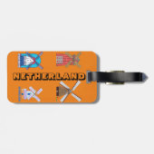 Nederland Holland Iconische Windmolen Sinaasappel  Bagagelabel (Achterkant horizontaal)