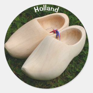 Nederland: Hollandse houten klompen Ronde Sticker