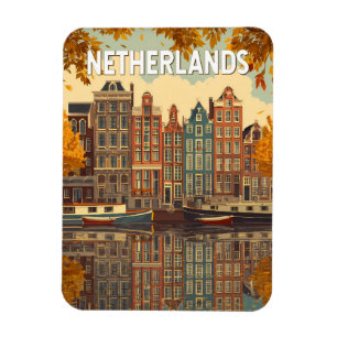 Nederland Illustratie Reis Kunst Vintage Magneet