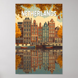 Nederland Illustratie Reis Kunst Vintage Poster