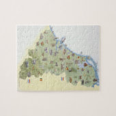 Nederland, kaart met onderscheidende kenmerken legpuzzel (Horizontaal)