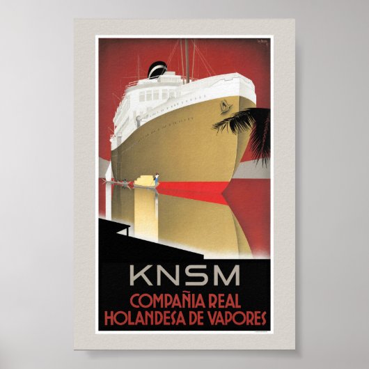 Nederland KNSM Vintage Reisposter Gerestaureerd Poster (Voorkant)