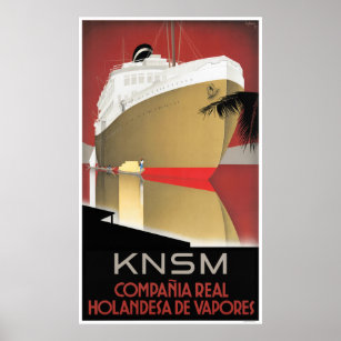 Nederland KNSM Vintage Travel Poster teruggezet