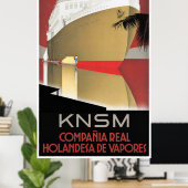 Nederland KNSM Vintage Travel Poster teruggezet (Thuiskantoor)