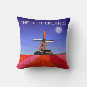 Nederland Kussen Tulpenveld Molen