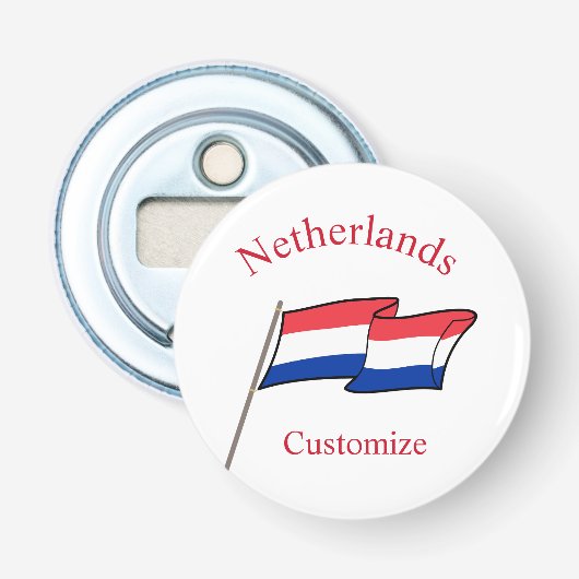 Nederland Land Vlag Thunder_Cove Button Flesopener (Voorkant)