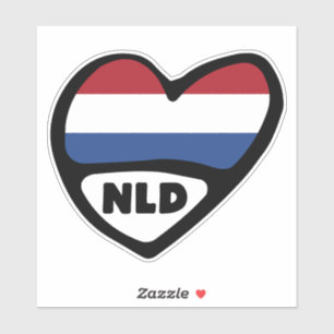 Nederland Landcode Vlag Hart, NLD Sticker