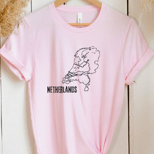 Nederland Landkaart Lijn Holland Nederlandse grens T-shirt