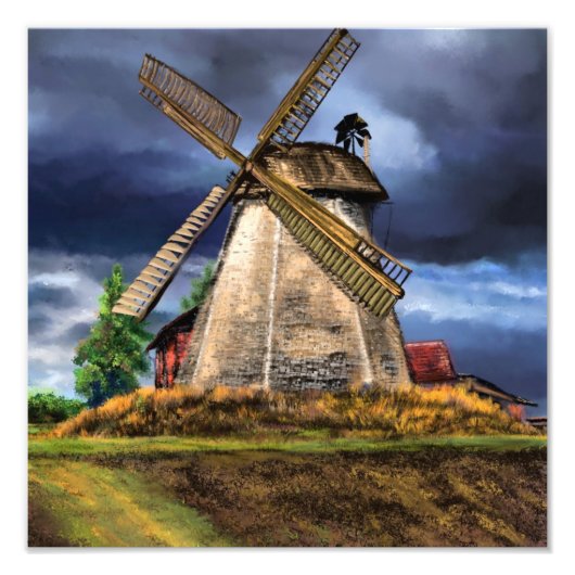 Nederland Landschap Windmolen Poster (Voorkant)