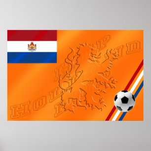 Nederland Lion Hup Holland Hup flag 2014 Soccer Poster