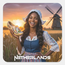 NEDERLAND - NEDERLANDS VIERKANTE STICKER