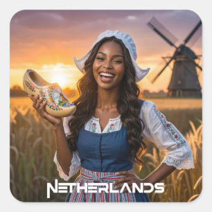 NEDERLAND - NEDERLANDS VIERKANTE STICKER