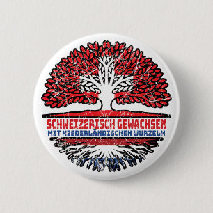 Nederland Nederlands Zwitserland Zwitsers Boom Ronde Button 5,7 Cm