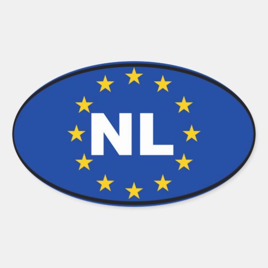 Nederland NL Europese Unie Ovale Sticker (Voorkant)