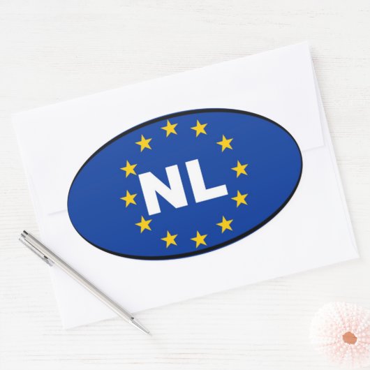 Nederland NL Europese Unie Ovale Sticker (Envelop)