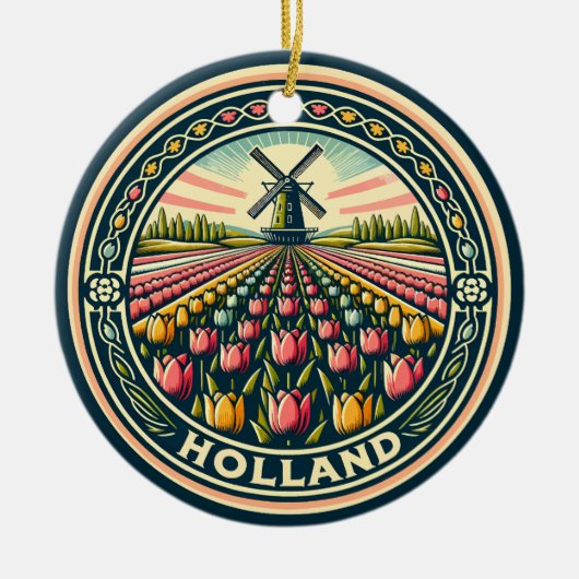 Nederland Reizen Kunst Badge Keramisch Ornament (Voorkant)