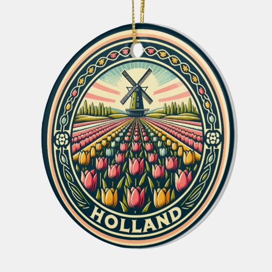 Nederland Reizen Kunst Badge Keramisch Ornament (Links)